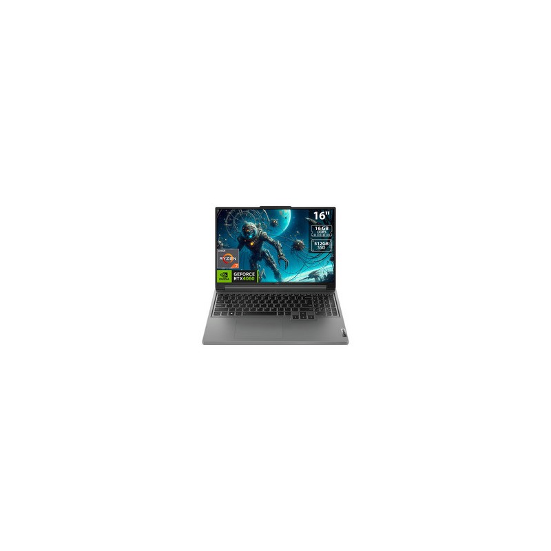 Laptop Gamer Lenovo Legion Slim 5 16ARP9:
Procesador AMD Ryzen 7 7435HS (hasta 4.5 GHz),
Memoria de 16GB DDR5,
SSD de 512GB,
Pan