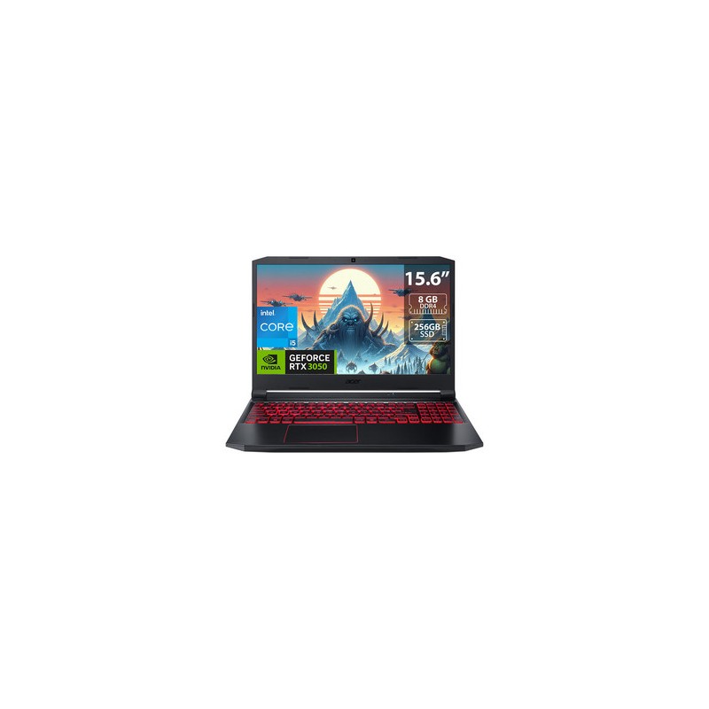 Laptop Gamer Acer Nitro 5:
Procesador Intel Core i5 10300H (hasta 4.5 GHz),
Memoria de 8GB DDR4,
SSD de 256GB,
Pantalla de 15.6"