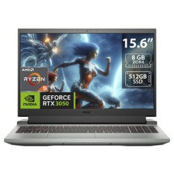 Laptop DELL G5 5515:
Video GeForce RTX 3050,
Procesador AMD Ryzen 5 5600H (hasta 4.20 GHz),
Memoria de 8GB DDR4,
SSD de 512GB,
P