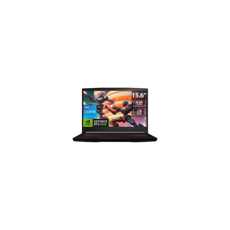 Laptop Gamer MSI Thin GF63:
Procesador Intel Core i5 12450H (hasta 4.4 GHz),
Memoria de 8GB DDR4,
SSD de 1TB,
Pantalla de 15.6" 