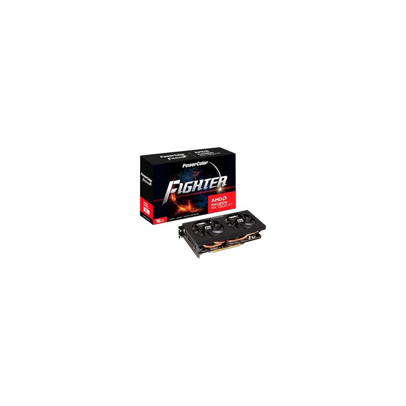 Tarjeta de Video AMD Radeon RX 7600 XT PowerColor Fighter, 16GB GDDR6, 1xHDMI, 3xDisplayPort, PCI Express 4.0.